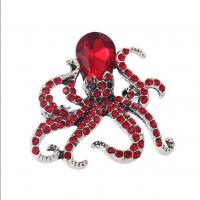 Rhinestone Zinc Alloy Brooch, Octopus, silver color plated, fashion jewelry & with rhinestone 