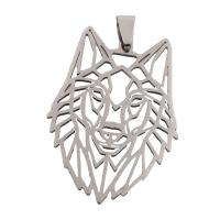 Stainless Steel Animal Pendants, 304 Stainless Steel, Wolf, plated, DIY Approx 3.5mm [