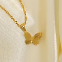 Edelstahl Schmuck Halskette, 304 Edelstahl, mit Verlängerungskettchen von 5cm, Schmetterling, plattiert, Modeschmuck & für Frau, Goldfarbe, Länge:ca. 45 cm, verkauft von PC[