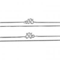 Серебряное ожерелье цепи, Серебро 925 пробы, полированный, DIY & разный размер для выбора, платиновый цвет, продается PC