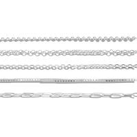 Серебряное ожерелье цепи, Серебро 925 пробы, с 5CM наполнитель цепи, полированный, Мужская & разные стили для выбора, платиновый цвет, длина:Приблизительно 45 см, продается PC