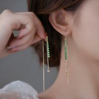 Fashion Fringe Earrings, Kristall, mit Zinklegierung, goldfarben plattiert, für Frau & mit Strass, mehrere Farben vorhanden, 70mm, verkauft von Paar[