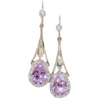 Zinc Alloy Rhinestone Drop Earring, Teardrop, gold color plated, for woman & with rhinestone [