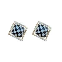 Enamel Zinc Alloy Stud Earring, Geometrical Pattern, gold color plated, for woman & with rhinestone [