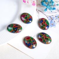 Gemstone Cabochons, Cloisonne Stone, Flat Oval, polished, DIY mixed colors [