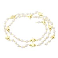 Messing Kabel-Verbindungs-Halsketten-Kette, mit Kunststoff Perlen, goldfarben plattiert, DIY, ca. 10m/Menge, verkauft von Menge[