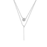 Cubic Zircon Micro Pave Sterling Silver Necklace, 925 Sterling Silver, with 1.97inch extender chain, plated, Double Layer & fashion jewelry & micro pave cubic zirconia & for woman Approx 15.74 Inch [