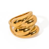 Couple Finger Rings, 304 Stainless Steel, 18K gold plated, fashion jewelry & Unisex, golden, inner diameter 18.1mm,ring width 20mm [