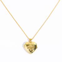 Fashion Locket Necklace, 304 Stainless Steel, with 1.97inch extender chain, Heart, Vacuum Ion Plating, fashion jewelry & with photo locket & for woman, golden Approx 15.75 Inch [