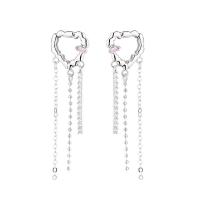 Fashion Fringe Earrings, Brass, Heart, fashion jewelry & for woman & with rhinestone 