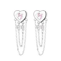 Fashion Fringe Earrings, Brass, Heart, fashion jewelry & micro pave cubic zirconia & for woman 