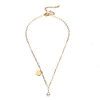 Stainless Steel Jewelry Necklace, 304 Stainless Steel, with Plastic Pearl, with 1.97inch extender chain, fashion jewelry & for woman Approx 17.72 Inch [