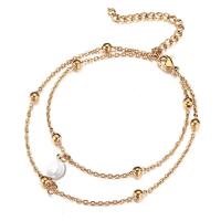 Stainless Steel Chain Bracelets, 304 Stainless Steel, with Freshwater Pearl, with 1.97inch extender chain, Double Layer & fashion jewelry & for woman Approx 5.9 Inch, Approx 7.08 Inch [