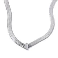 Edelstahl Schmuck Halskette, 304 Edelstahl, mit Verlängerungskettchen von 1.97inch, Modeschmuck & Micro pave Zirkonia & für Frau, Länge:ca. 16.34 ZollInch, verkauft von Strang[