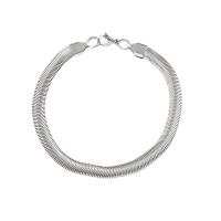 Stainless Steel Chain Bracelets, 304 Stainless Steel, polished, fashion jewelry & Unisex, original color, 6mm Approx 7.87 Inch [