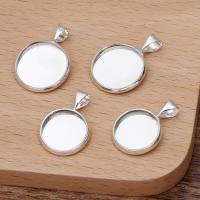 Brass Pendant Cabochon Setting, Flat Round, silver color plated, DIY Approx [