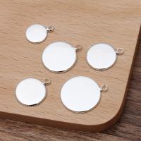 Brass Pendant Cabochon Setting, Flat Round, silver color plated, DIY Approx [