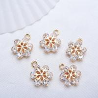 Cubic Zirconia Brass Pendants, Snowflake, gold color plated, DIY & micro pave cubic zirconia 