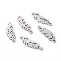 Stainless Steel Charm Connector, 201 Stainless Steel, Leaf, DIY & 1/1 loop, silver color Approx 1.2mm, Approx 