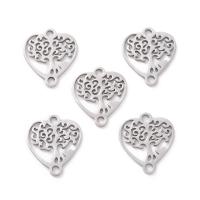 Stainless Steel Charm Connector, 201 Stainless Steel, Heart, DIY & 1/1 loop, silver color Approx 1.5mm, Approx 