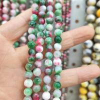Single Gemstone Beads, Chalcedony, Round, DIY green [