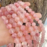 Single Gemstone Beads, Chalcedony, Round, DIY pink 