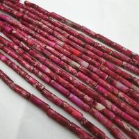 Eindruck Jaspis Perlen, Impression Jaspis, Zylinder, DIY, rot, 4x13mm, verkauft von Strang[