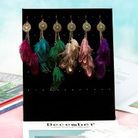 Fashion Feather Earring , Zinc Alloy, with Feather, plated, fashion jewelry & for woman [