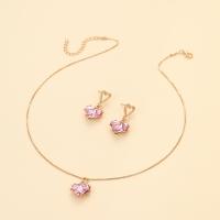 Fashion Zinc Alloy Jewelry Sets, earring & necklace, with Crystal, Heart, 2 pieces & fashion jewelry & for woman [