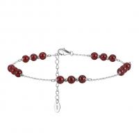 Fashion Jewelry Anklet, 925 Sterling Silver, with Garnet, with 5CM extender chain, plated, for woman Approx 22 cm 
