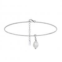 Fashion Jewelry Anklet, 925 Sterling Silver, with Freshwater Pearl, with 5CM extender chain, plated, for woman Approx 22 cm 