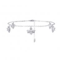 Fashion Jewelry Anklet, 925 Sterling Silver, with 5CM extender chain, Bee, plated, for woman Approx 21.5 cm 