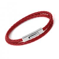 PU Leather Cord Bracelets, fashion jewelry & for man Approx 40 cm 