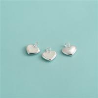 Sterling Silver Heart Pendants, 925 Sterling Silver, with Shell, plated, DIY, silver color 