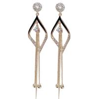 Zinc Alloy Rhinestone Drop Earring, Geometrical Pattern, gold color plated, for woman & with rhinestone & hollow [