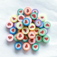 Polymer Clay Jewelry Beads, Flat Round, DIY, mixed colors, 10mm, Approx [