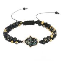 Bracelets de cristal, avec Cordon de noeud & résine & laiton, main, Placage de couleur d'or, Réglable & bijoux de mode & unisexe & facettes, couleurs mélangées, Vendu par PC[