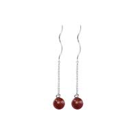 Sterling Silver Drop Earring, 925 Sterling Silver, with Cinnabar, fashion jewelry & for woman 