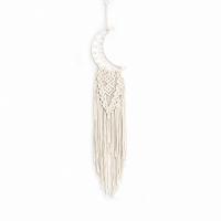 Fashion Dream Catcher, Cotton Thread, with Iron, Moon, handmade, for home and office & Bohemian style & hollow, white, 900mm 