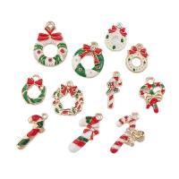 Zinc Alloy Christmas Pendants, gold color plated & Christmas Design & DIY & enamel [
