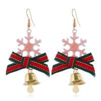 Christmas Earrings, Zinc Alloy, with Cloth & Resin, gold color plated, Christmas Design & for woman 