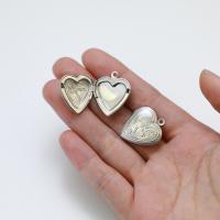 Stainless Steel Locket Pendant , 304 Stainless Steel, Heart, DIY, silver color Approx 3.7mm [