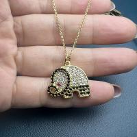 Корень Циркон Микро вымощает латунь ожерелье, Латунь, Слон, плакирован золотом, инкрустированное микро кубического циркония & Женский, разноцветный длина:Приблизительно 45 см, продается PC