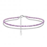 Fashion Jewelry Anklet, 925 Sterling Silver, with Spinel, with 5CM extender chain, plated, for woman, platinum color Approx 22 cm 