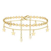 Fashion Jewelry Anklet, argent sterling 925, avec 5CM chaînes de rallonge, Placage, pour femme, doré Environ 21 cm, Vendu par PC