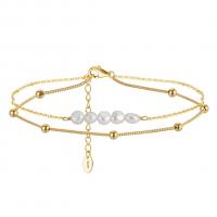 Fashion Jewelry Anklet, 925 Sterling Silver, with Freshwater Pearl, with 5CM extender chain, plated, for woman Approx 22 cm 