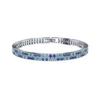 Cubic Zirconia Micro Pave Sterling Silver Bracelet, 925 Sterling Silver, with turquoise, plated, Unisex & micro pave cubic zirconia, silver color 