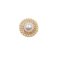 Hair Barrette Finding, Zinc Alloy, with Plastic Pearl, Round, gold color plated, DIY & with rhinestone 