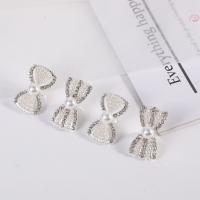 Hair Barrette Finding, Zinc Alloy, with Plastic Pearl, Bowknot, plated, DIY & with rhinestone 