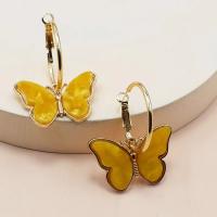 Resin Zinc Alloy Earring, with Resin, Butterfly, gold color plated, fashion jewelry & for woman [